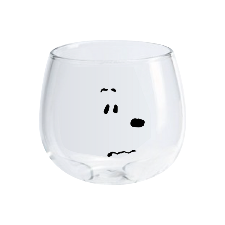 Glass Cup with Snoopy Expressions